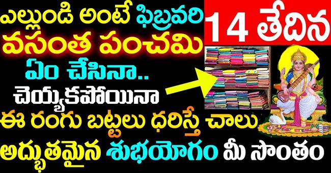 ఎల్లుండి అంటే ఫిబ్రవరీ 14 తేదీన వసంత పంచమి ఏం చేసినా చెయ్యకపోయినా ఈ రంగు బట్టలు ధరిస్తే చాలు అద్భుతమైన శుభయోగం మీ సొంతం